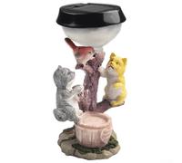 Statue de jardin solaire en résine - Figurine fantaisiste de chat et de chien avec pot de fleurs - Décoration d'extérieur pour terrasse, allée, Welcome Home Sweet (A)