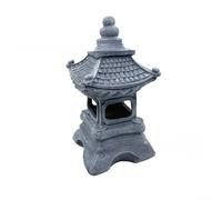 Statue de jardin zen japonaise à énergie solaire - Lanterne pagode d'extérieur en résine - Résistant aux intempéries - Imitation pierre grise - Lanterne en fausse pierre - Pour décoration de paysage
