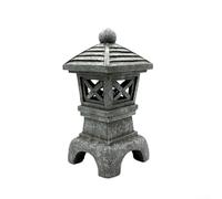 Statue de jardin zen, lanterne solaire pagode en résine avec LED pour décoration de rocaille japonaise, résistante aux intempéries, style asiatique pour cour et allée (D)