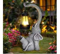 Statue de Jin Exterieur d éléphant, Deco Sculptures Solaire Lampe Éléphants Lumière, Idee Cau Maman Femme Éléphant