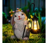 Statue de lapin solaire - Résine - IP65 étanche - Lanterne pour extérieur et décoration de jardin