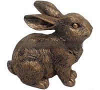Statue de lapin vintage en résine de cuivre faite à la main, décoration de Pâques et de printemps pour la maison, la table, l'étagère, la cheminée, figurine rétro finition bronze légère et compacte