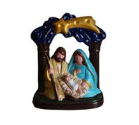 Statue de Nativité Sainte Famille avec Cabane et Comète | Céramique artisanale, peinte à la main, fabriquée en Italie, crèche de Noël, figurine sacrée