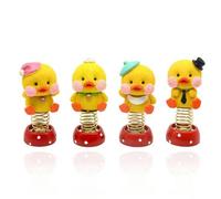 Statue De Petit Canard Jaune Secouant La Tête, Sculpture, Cadeau D'Anniversaire Attrayant, Ornements De Voiture Pour Filles, 4 Pièces/Ensemble
