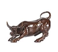 Statue de taureau de rue en bronze - Décoration d'intérieur ou de bureau - 19,8 cm de long