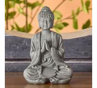 Statue Déco À Poser Bouddha Recueillement En Résine Gris - H12 Cm Gris