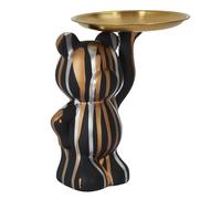 HOME DECO FACTORY - HD0153 Statue Déco Moderne 30 cm, Vide-Poche Fonctionnel pour Clés et Bijoux, Finition Élégante en Noir, Or et Argent pour Intérieur