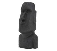 Statue déco tête moaï île de Pâques en résine figurine anthracite aspect basalte