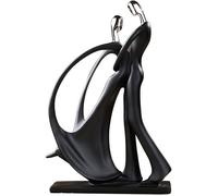 Statue décorative - PZCC - Modèle 414 - Couple dansant abstrait - Résine or/noir - 18x5x28 cm
