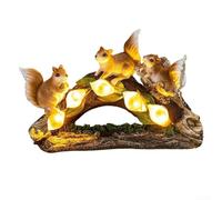 Statue d'écureuil solaire pour décoration de jardin, décoration de pelouse en résine résistante aux intempéries avec lumière chaude pour cour, terrasse, allée, décoration de cour extérieure (trois