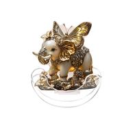 Statue d'éléphant doré, figurine d'éléphant thaïlandais Feng Shui, sculpture d'éléphant orienté vers le haut, figurine de collection pour maison (S) Qmv426 (B, 20 x 18,7 cm)