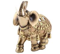 Statue d'Éléphant en Résine Doré Sculpture d'Éléphant Collection Porte-Bonheur Figurine Décor À La Maison Feng Shui Ornement (L)
