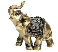 Statue d'éléphant Feng Shui en laiton avec tronc - Figurine d'éléphant porte-bonheur à collectionner - Décoration de bureau - Cadeau W3810