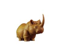 Statue d'éléphant rhinocéros en bois faite à la main - Hippopotame africain unique - Trois trésors - Décoration d'intérieur - Sculpture de table à thé en bois - Décoration de bureau (rhinocéros)