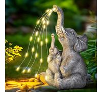 Statue d'éléphant - Statue d'éléphant de jardin - Énergie solaire - Boule en verre - Extérieur, terrasse et balcon