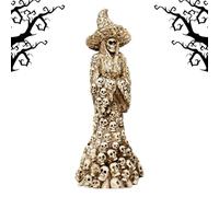 Statue d'Halloween squelette sorcière décoration de table statue | Figurines de table de vacances pour propriétaires, locataires, décorateurs, maison, appartement, bureau, dortoir, salon