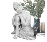 Statue d'intérieur, Petite Statue, Sculpture Chinoise Assise - Paysage Artisanal, Figurine de Bouddha Bleu pour Salon, Bureau, décoration de Yoga, décoration d'intérieur