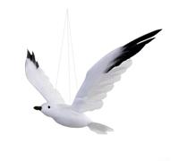 Statue d'oiseau de mouette artificielle fabriquée à la main à partir de mousse légère avec des plumes réalistes pour intérieur ou extérieur, décoration de jardin et de bureau, ton blanc