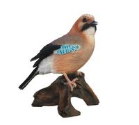 Statue d'oiseau geai sur un tronc - Polyrésine - L 13,8 x P 8,9 x H 16,2 cm