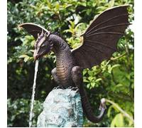 Statue dragon en résine 35cm - Finition bronze réaliste - Résistante à la rouille - Décoration jardin et intérieur