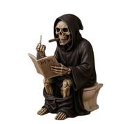 Statue, drôle de Doigt d'honneur, Faucheuse Gothique effrayante d'halloween Assise sur la Cuvette des Toilettes, Figurine de Collection, pour la décoration de la Maison et du Bureau
