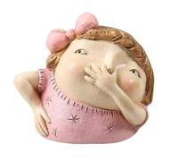 Statue d'une petite fille avec le nez qui tient - Figurine en résine 14,5 x 12,5 x 15,5 cm, sculpture amusante et excentrique avec fabrication détaillée | Ornement décoratif pour table de chevet