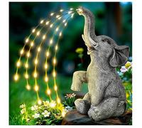 Statue éléphant solaire LED en résine - Décoration de jardin arroseuse 27 cm