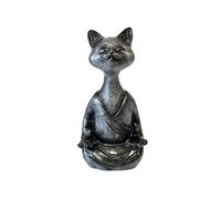 Statue en céramique chat zen gris 34 cm