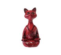 Statue en céramique chat zen rouge 39 cm