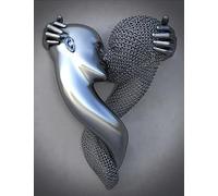 Statue en métal - Art sur toile - Poster et impressions abstraites romantiques - Poster et impressions 3D - Sculpture moderne pour salon - Sans cadre (BST-06,40 x 60 cm x 1)