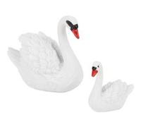 Statue En Résine En Forme De Cygne 2 Pcs Décor Jardin Pelouse G