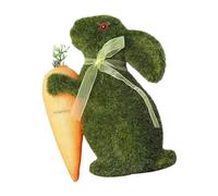 Statue et statue de mousse de Pâques verte | Figurine de lapin floqué debout pour la décoration et l'ornement sur le dessus de table, dans la cour, le patio