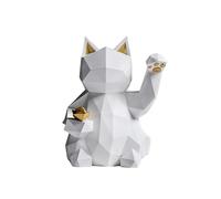 Statue géométrique de Chat Porte-Bonheur, Sculpture Animale de Table, Artisanat Moderne et Minimaliste en résine, pour Salon, entrée, Bureau, décoration d'ouverture d'entreprise, Cadeau de