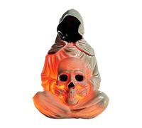 Statue Halloween Crâne en résine Faucheuse effrayante avec éclairage LED