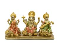 Statue hindoue Lakshmi Ganesha Saraswati - Idole Laxmi Ganesh pour décoration de Tableau de Bord de Voiture, Temple de la Maison, Article Puja Indien, Article de Diwali, Cadeau de méditation, Yoga,