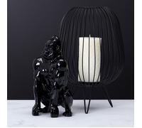HOME DECO FACTORY - HD1327 Gorille Accroupi en Résine - Décoration Intérieure Moderne - Conçu pour Salon ou Bureau - Taille 14.5 x 14 x 24 cm - Couleur Noire