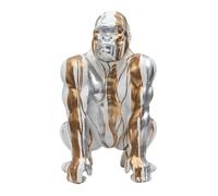 HOME DECO FACTORY, HD0214, Statue Gorille Coulures Dorées, Objet Décoratif Unique, Résine Durable, Hauteur 45 cm, Couleur Argent et Blanc, Plastique-Polyrésine
