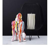 HOME DECO FACTORY - HD1326 Statuette Gorille en Céramique Colorée - Conçu pour Décoration Moderne - Design Contemporain - 24 cm - Couleurs Vives Blanc Arc-en-Ciel