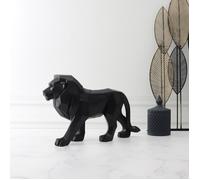 HOME DECO FACTORY - HD1338 Lion Origami Noir - Statue Décorative en Polyrésine - Conçue pour Intérieur Moderne - Dimensions 22 x 36 x 12 cm - Couleur Noir