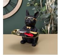Home Deco Factory - Sculpture décorative Bulldog HD1300 - Vide-poche en polyrésine 21 cm Noir