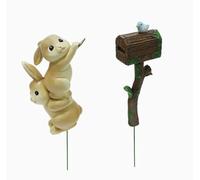 Statue intéressante de boîte aux lettres en résine - Figurine de lapin - Décoration de boîte aux lettres - Simulation d'animaux - Sculpture de jardin pour bonsaï Rnj644 (beige, 12 cm)