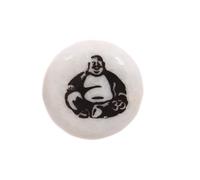 Statue - Jack Evans - Bouddha Rieur - Pierre naturelle - 2.5cm x 2.5cm x 0.5cm - Blanc