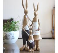 Statue Lapin de Famille en Résine Décoration Jardin
