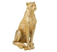 Statue Léopard Assis Odis 60cm Doré