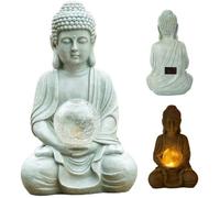 Statue lumineuse de Bouddha à énergie solaire, décoration artisanale en résine, sculpture zen pour jardin extérieur et cour