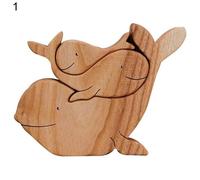 Statue Mignonne En Bois 3 Pièces/Ensemble, Sculpture Légère Et Durable En Forme D'animal, Ornement Pour La Maison, Cadeau De Fête Des Mères