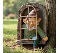 Statue Nain Grimpeur Arbre 15cm Décoration Jardin Extérieur Visage Troll Farceur Suspension Pelouse Patio Fée Druide