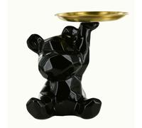 Statue Peluche Ours Noir avec Poche H12 cm