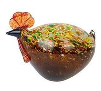 Statue : Poule Pluma marron sulfure - Table Passion - Marron - Verre Marron G