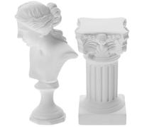 Statue Romaine Classique en Résine, Buste Grec Blanc pour Noël | Décoration Artisanale de Personnages, 14x3,2x3,2cm, Duo Colonne, Pose Stable sur Table ou Étagère